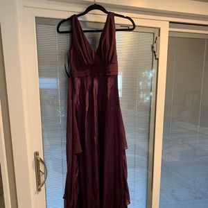 Beautiful eggplant color prom dress.